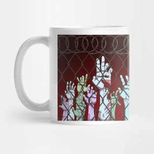 Zombie Hands Behind Fence Mug